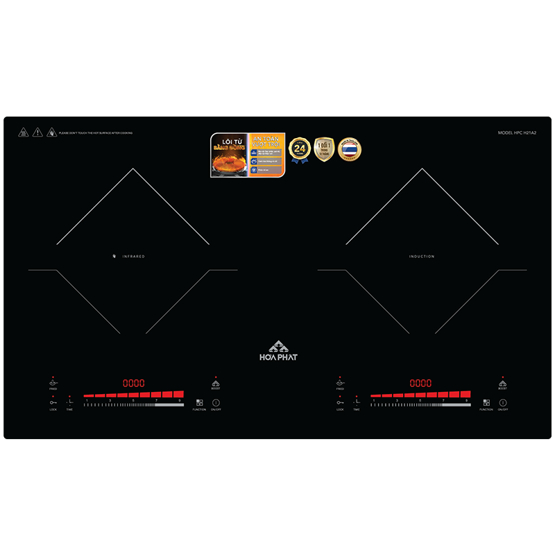 Bếp đôi điện từ kết hợp hồng ngoại Hòa Phát HPC H21A2
